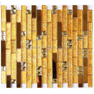 China Decorative Luxury Wall Decoration Golden Mosaic Tile Gold Strip for sale