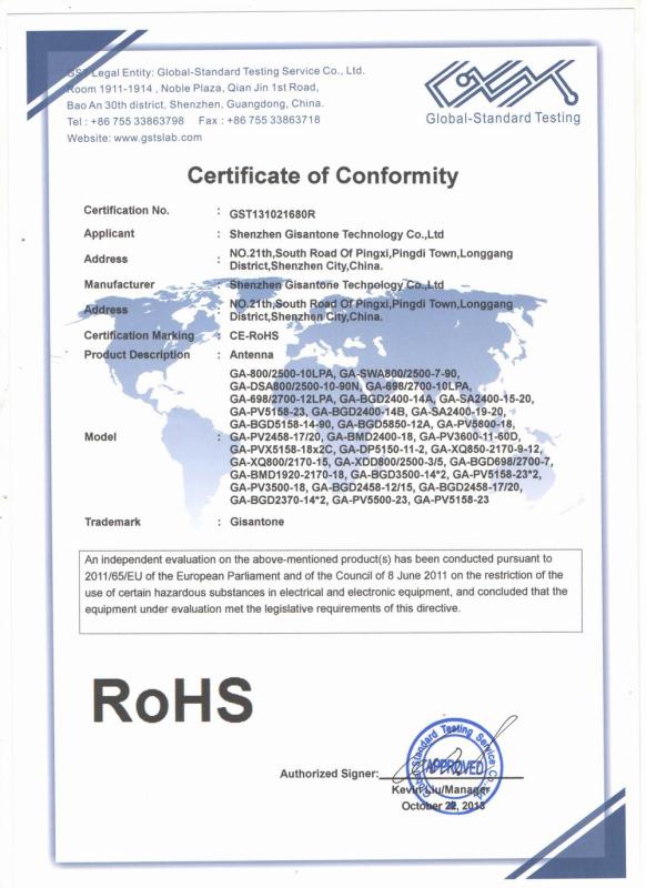 RoHS - Shenzhen Gisantone Technology Co., Ltd.