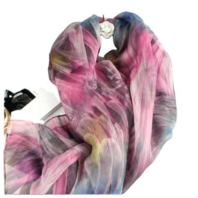 China Clothing Decoration Silk Like Soft Polyester Chiffon Flora Print Scarf Shawls Scarves for sale