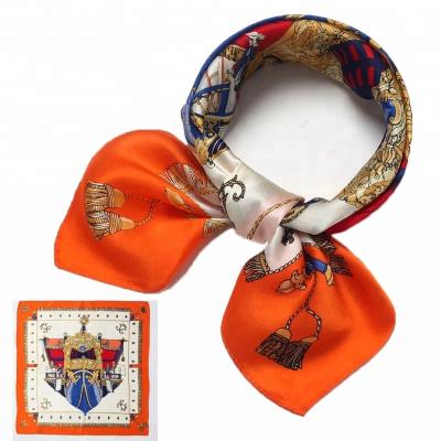 China Factory Wholesale Custom Square Design Digital Print Unique Square Charmeuse Woman Silk Scarf for sale