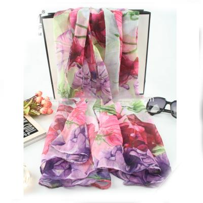 China Hot Selling Poly Printing Multicolor Digital Printing Polyester Voile Scarf for sale