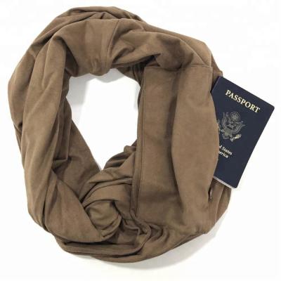 China Lightweight Solid Women's Infinity Travel Scarf With Hidden Zipper Pocket for sale