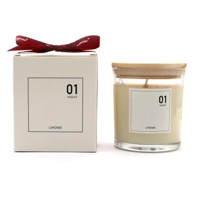 China Home Decoration Candle Gift Box Soy Wax Plant Essential Oil Home Decor Scented Bedroom Perfume Creative Glass Layout With Hand Gift Box Set for sale