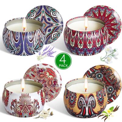 China Portable Aroma Scented Travel Gift 12 Set Soy Wax Tin Candles Home Decoration Decoration Home Decor for sale