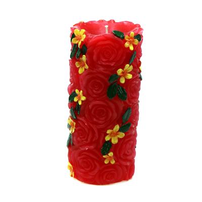 China Custom Appearance Wedding Candle Flower Shape Scented Candle Pillar Candle for sale