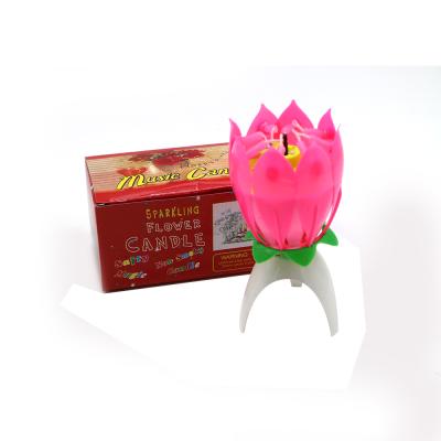 China 2019 New Music Design Music Singing Lotus Flower Musical Birthday Candle for sale