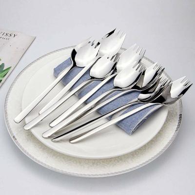 China Viable Spork Stainless Steel Soup Salad Noodle Spoon Fork Cutlery Tableware for sale