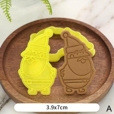 China Sustainable Christmas Cookie Cutters Fondant Cutter Santa Claus Elk Snowman Stamper for sale