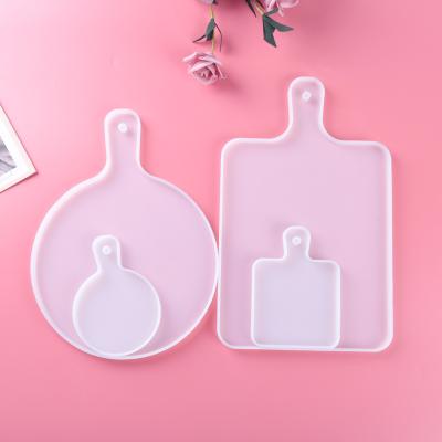 China DIY Crystal Epoxy Resin Mold Large Handle Tray Silicone Mold Handmade Mirror DIY Peaceful Peaceful Swing Table Silicone Rectangular Mold for sale