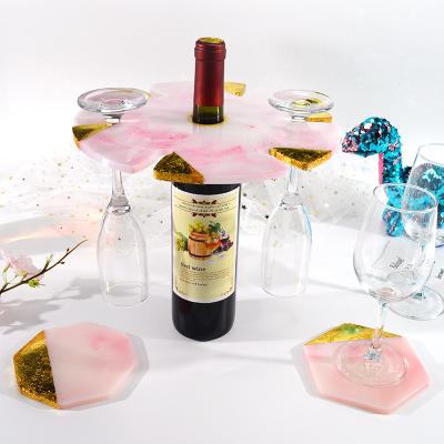 China Viable Coaster Mold Diy Silicone Wine Rack Resin Coaster Mold For Red Wine Tray Silicone Stand Mold Bottle Holder for sale