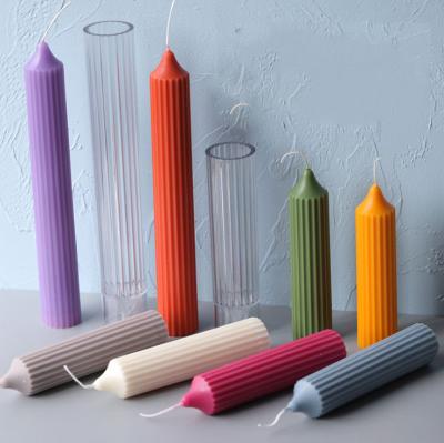 China New Long Viable Pole Candle Molds Plastic Pillar Candle Making Kit Large Cylinder Rib Molds DIY Candle Making Shipments for sale