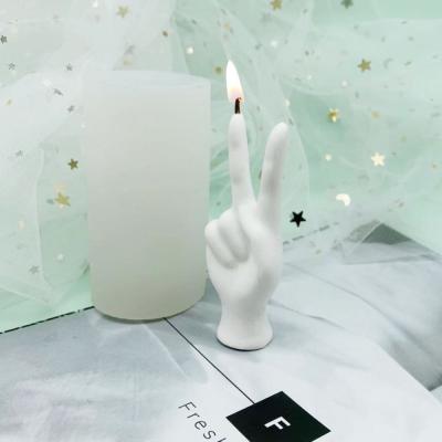 China Viable Victory Sign Candle Mold 3d Finger Silicone Mold DIY Plaster Resin Mold Cake Decorating Candle Making Kit for sale