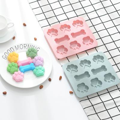 China Silicone Dog Paw Bone Cake Chocolate Mold Viable Jelly Baking Mold Tray for sale