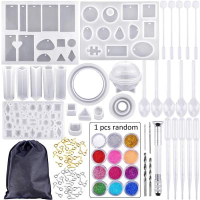 China Viable Silicone Mold for UV Resin DIY Clay Epoxy Resin Casting Molds Resin Silicone Tool Kit with Black Storage Bag for Jewelry for sale