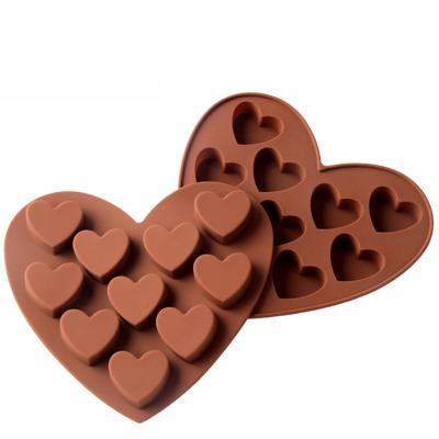 China 10 Holes Silicone Chocolate Mold Heart Shape Chocolate Mold Viable Home Silicone Mold For Chocolate for sale