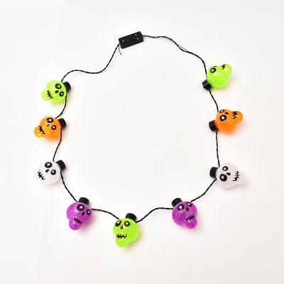 China Hot Sale Fast Blinking Led Flashing Lights Pumpkin Halloween Light Up Halloween Light Ghost Necklace Set for sale