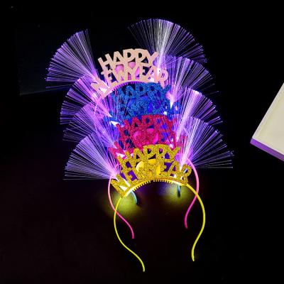 China Happy New Year LED Glow Headband Fiber Head Flashing Loop Customized Flash Fast Flash for sale