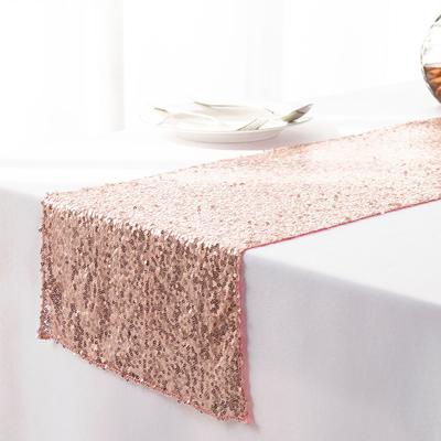 China Europe Customized Banquet Wedding Decoration Props Rectangular Sequin Tablecloth Polyester Table Cloth for sale