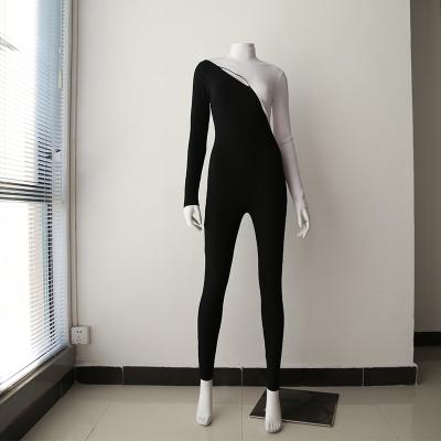 China New Black Jumpsuit White Women's Long Sleeve Office Women's Clothing Overalls QUICK DRY Zipper Split Overalls for sale