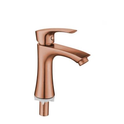 China Metered Faucets Modern Hotel Luxury Single Handle Stainless Steel Rose Gold Basin Faucet for sale