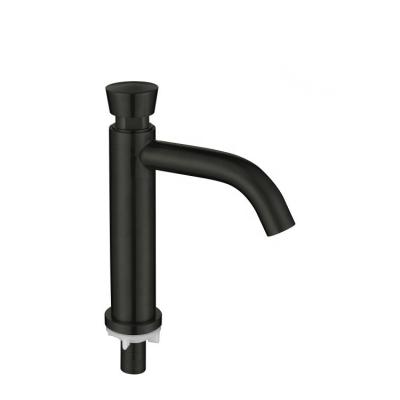 China New High Quality Stylish Stainless Black Faucet Basin Faucets Metered Single Hole Cold Water Mixer Tap for sale