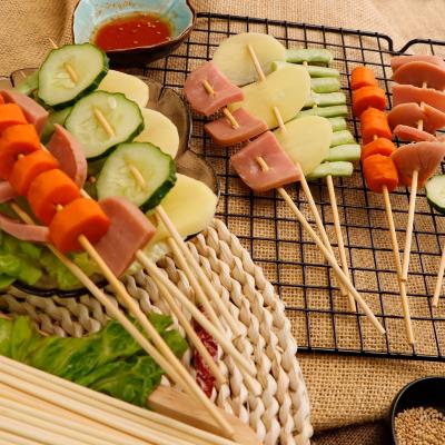 China Non-Stick Disposable Nature 100% Bamboo BBQ Tool Skewer Rack Holder For Travel BBQ Using for sale