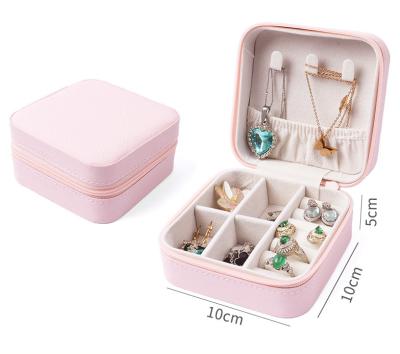 China Waterproof PU Jewelry box Jewelry cases Custom Logo Double stud earrings ring flannel pu box Portable jewelry case for sale