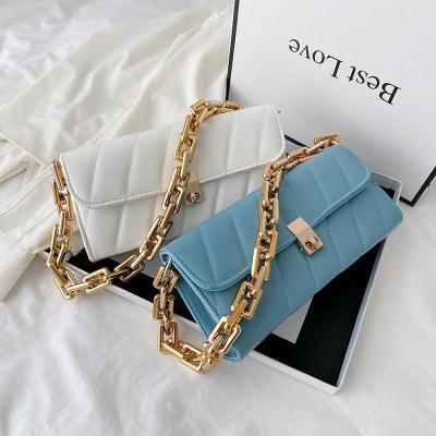 China Others Trendy Ladies Underarm Handbags PU Leather Fashion Chain Women Hand Bag Women's Shoulder Bags for sale