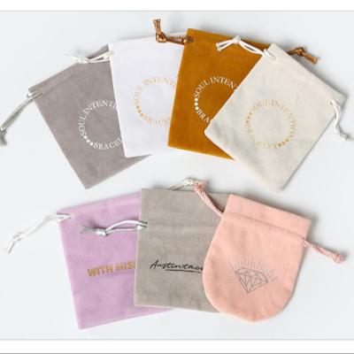 China Waterproof factory hot sell velvet drawstring jewelry bags small gift bags pouches for jewelry logo print wholesale for sale