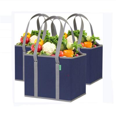 China 100% Eco-friendly Reusable Grocery Shopping Box Bags Large Premium Quality Heavy Duty Tote Bag Set Long Handles Reinforced Bottom Foldable for sale