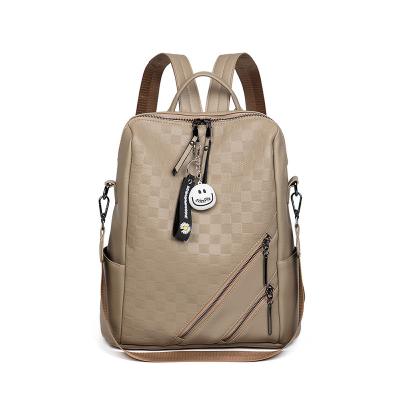 China Waterproof 2023 new checkerboard backpack woman bag fashion PU high-grade niche design backpack leisure bag for sale