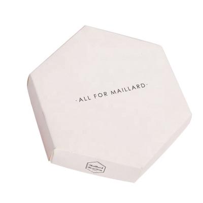 China Disposable White Disposable Separate Lid Box Paper Card Hexagon Ad Box Custom Printing for sale