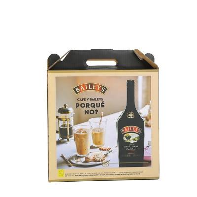 China Disposable Custom Corrugated Cardboard Wine Packaging Box Cup Handle Box for sale