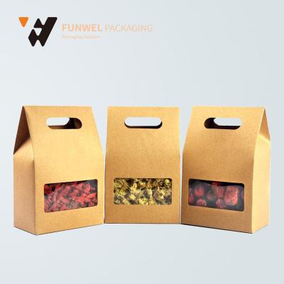 China High Quality Recyclable Paper Kraft Paper Bag , Food Kraft Paper Bag With Window for sale