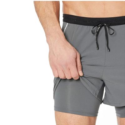 China Custom Polyester Mens Logo Gray 100% Breathable Marathon Shorts Running Jogging Shorts Sports Training Gym Shorts for sale