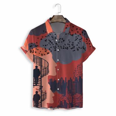 China New 2022 Summer Resort QUICK DRY 3d Digital Printing Nature Series Men's Hawaiian Casual Loose Shirt for sale