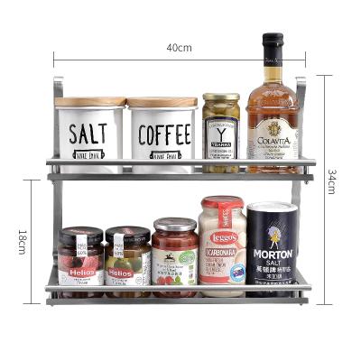 China Wall Mounted 2 Tier Stainless Steel Kitchen Spice Seasoning Bottle Sustainable Storage Rack Hanging Rack for sale