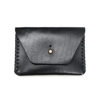 China Wholesale Custom Card Holder Vegetable Leather Simple Black Anti-theft Wallet Card Holder for sale