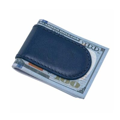 China Simple Magnetic Leather Wallet Fashion Money Magnet Clip Genuine Leather Wallet for sale