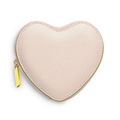 China RFID Heart Coin Purse Zipper Saffiano Leather Zipper Purse For Girl Hot Stamped Stylish Gold Logo Zipper Coin Purse for sale