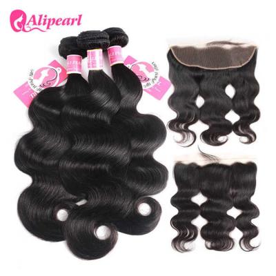 China Body Wave Brazilian Human Hair Bundles With Ear To Ear 13×4 Lace Frontal Closure for sale