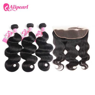 China Brazilian 8A Body Wave Hair Bundles With Frontal 100% Virgin Hair for sale