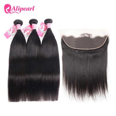 China 8A Virgin Remy Straight Hair Bundles With Frontal 13