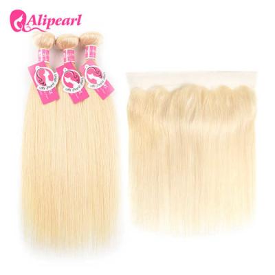 China Straight Blonde 613 Human Hair Weave With Lace Frontal 13×4 Inches 8A Hair for sale