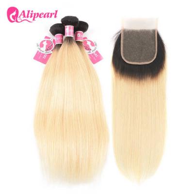 China 613 Blonde Straight 4×4 Lace Closure With Baby Hair No Chemical No Smell for sale