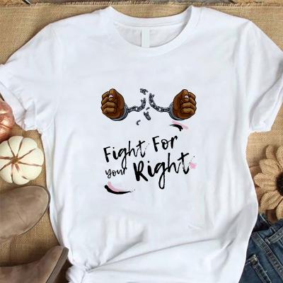 China Viable Fight For Your Right 100% Cotton Customized Logo Printed Whirte T-Shirts Wholesale Plain Women T-shirt for sale