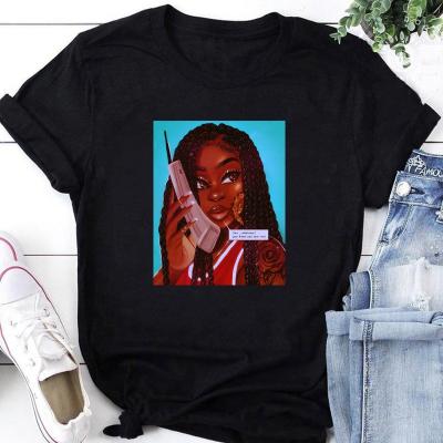 China 2021 Fashion Custom Black Women's Anti-Wrinkle Girl T-shirt O Neck Short Sleeve Oversized Cotton Top Tees for sale