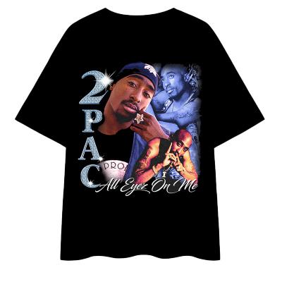 China Wholesale Anti-Wrinkle Hitter 2Pac T Shirts Graphic Cotton Loose Fit Little Drop Shoulder Brand Tee Men T Shirt Oversized for sale