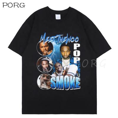 China New Anti-Wrinkle Travis Graphic Printing T-shirt T-shirts RIP Pop Smoke Hip Hop T-shirt Cotton Shorts Sleeves Men T Shirt for sale