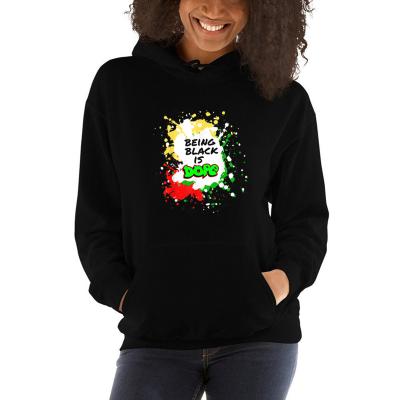 China Viable Black History Theme Women Black Graffiti Paint Spray Month 2021 Story Cotton Casual Loose Hoodie for sale